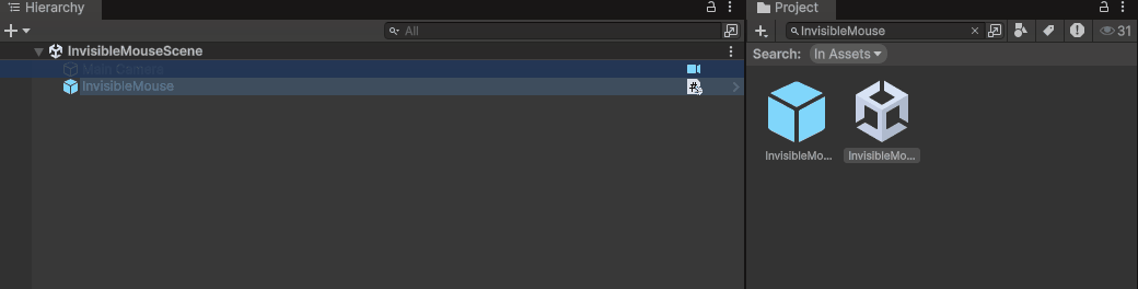 Add invisible mouse prefab