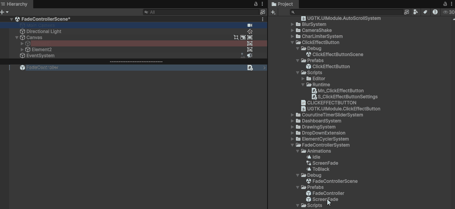 Add screen fade prefab