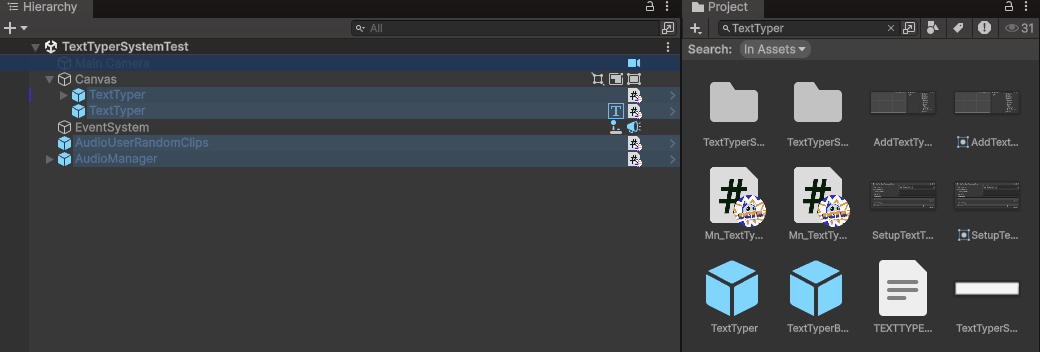 Add text typer prefab