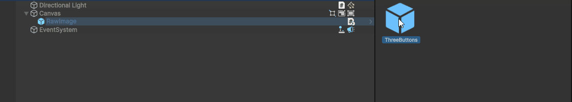 Add three buttons prefab