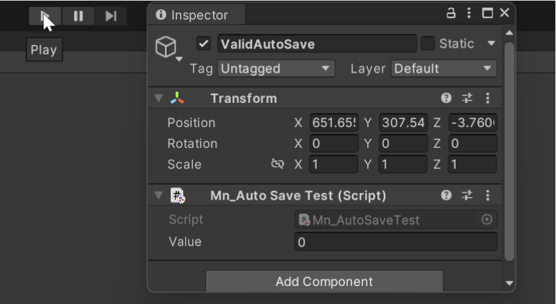 The save scene running: the automatic save firing on its timer