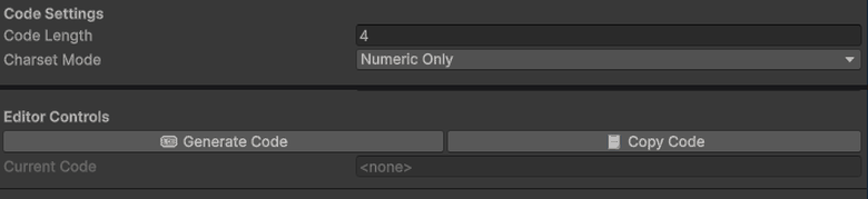 Generating codes of four, eight and twelve digits from the inspector