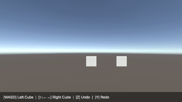 The command scene running: moves executed and undone from the stack