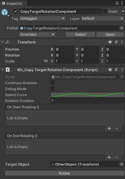 Configure copy target rotation component