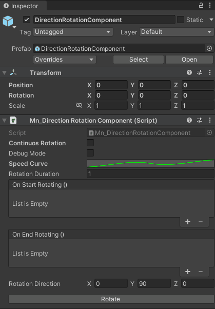 Configure direction rotation component