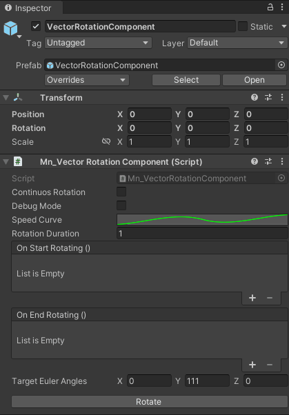 Configure vector rotation component