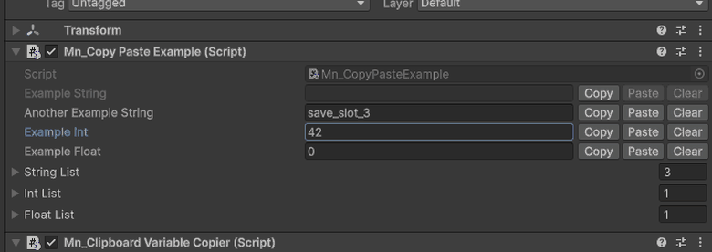 Copy, Clear and Paste on a string field and on an int field