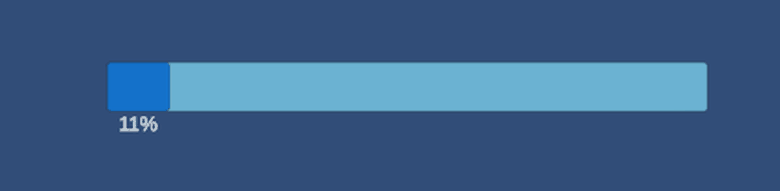 The bar filling from 11% to 100% over ten seconds