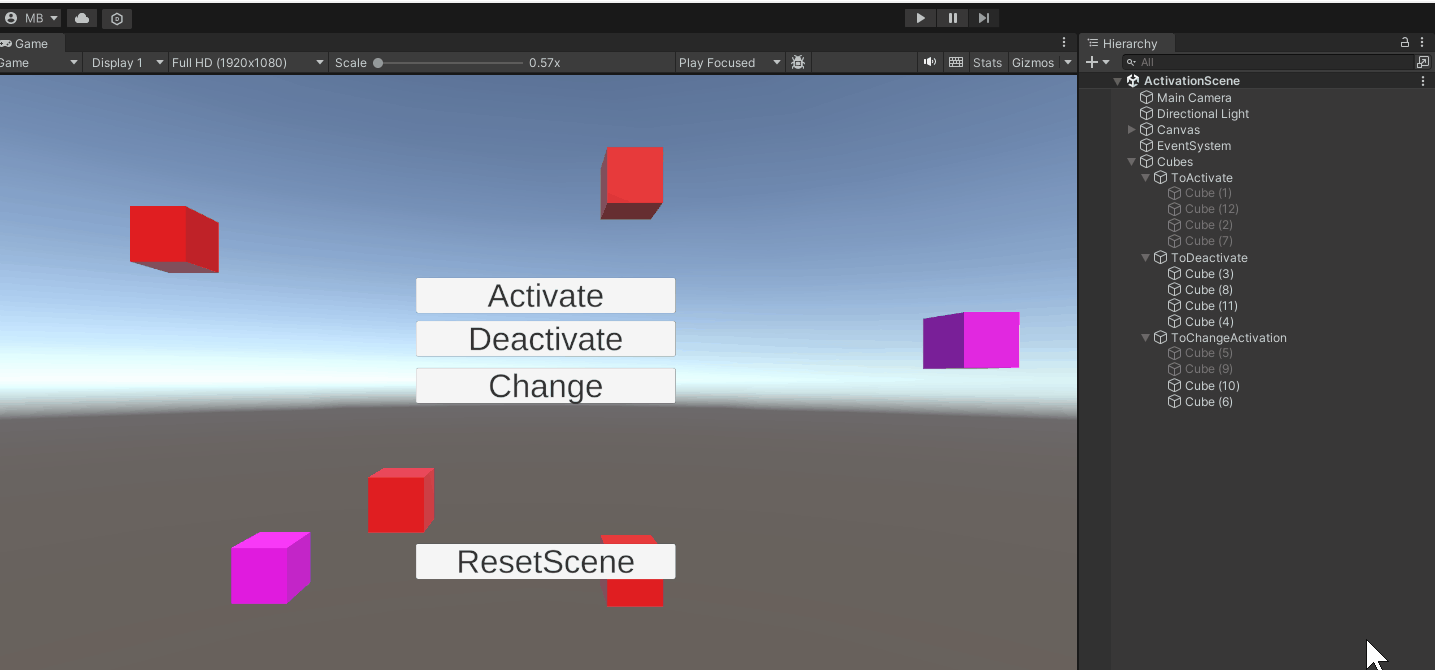 Deactivate objects example