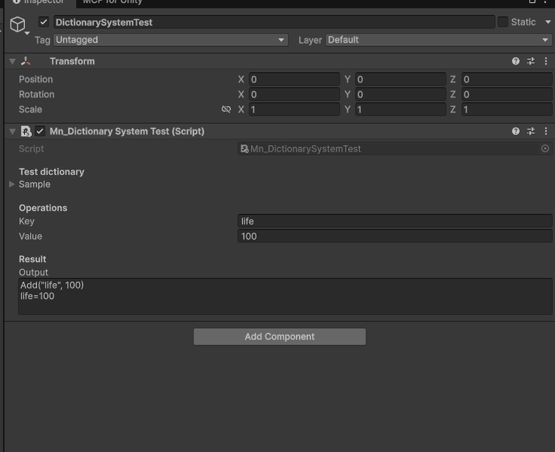 Adding, reading, converting, removing and clearing an S_Dictionary from the Inspector