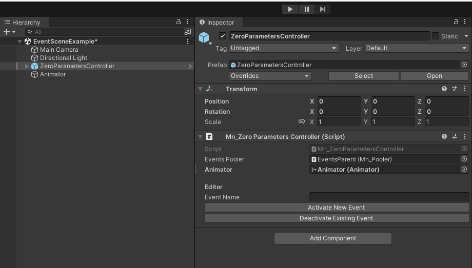 Event controller buttons editor