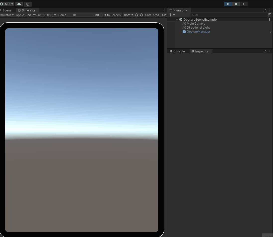 Gesture system test scene