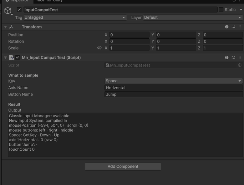 Sampling keys, axes and virtual buttons live in Play Mode