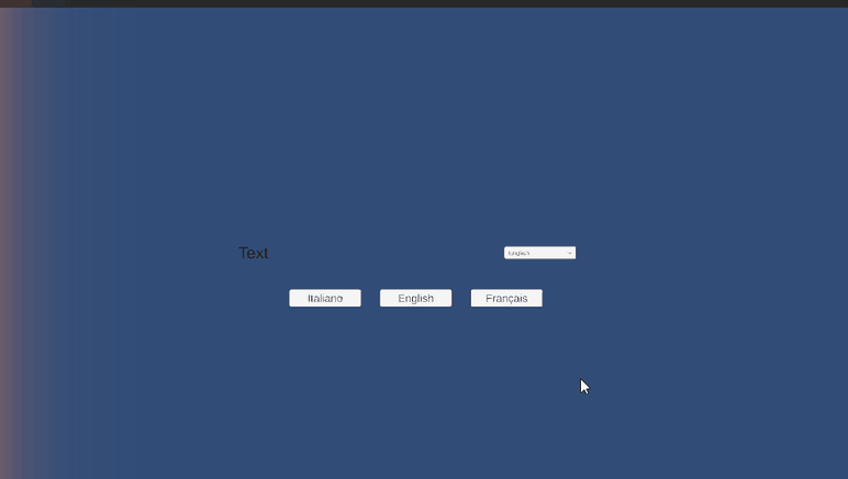 The language scene running: the buttons switching the label between it, en and fr
