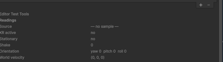 The Shake reading going from 0 to 1 and back while the space bar is held