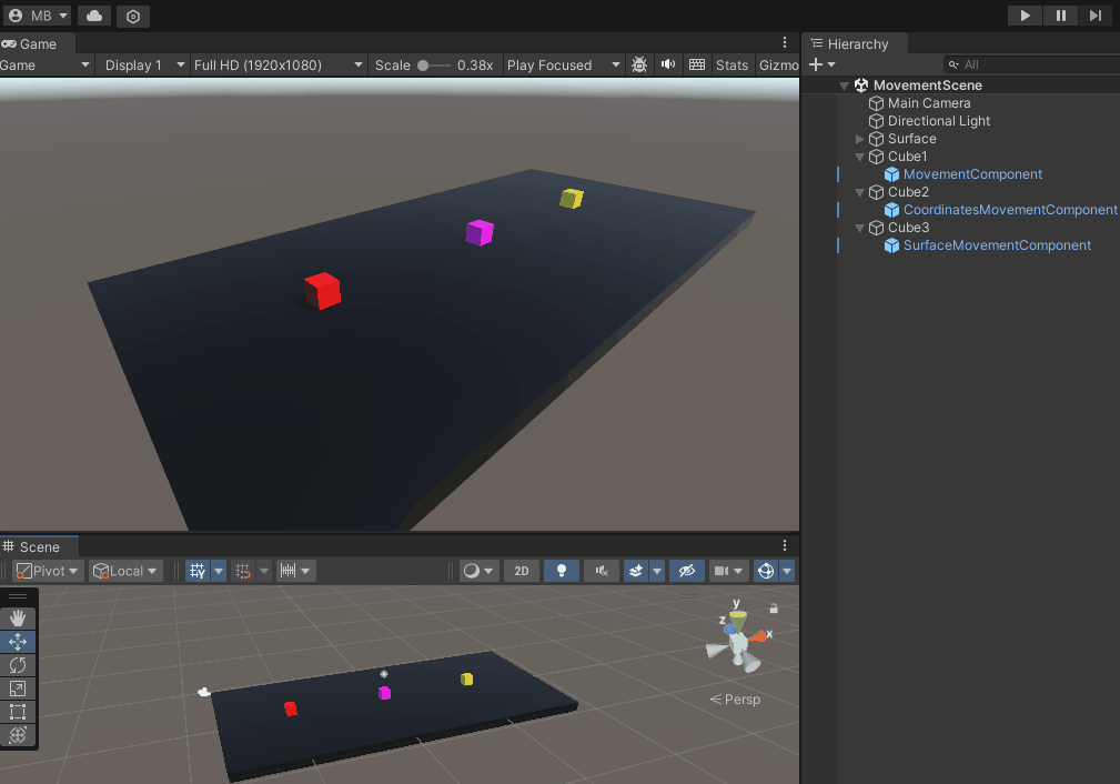 Movement component testing scene
