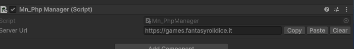 The server URL being copied, cleared and pasted back on the manager