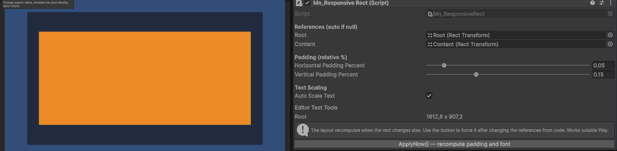 Padding following the two percentages, then the same layout on a portrait screen