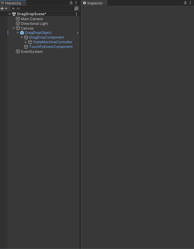 Setup drag drop object