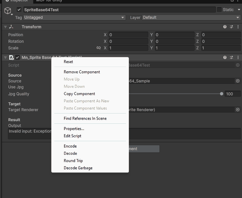 Encoding, decoding and failing to decode, from the Inspector