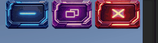 The three window buttons the demo scene puts in the corner